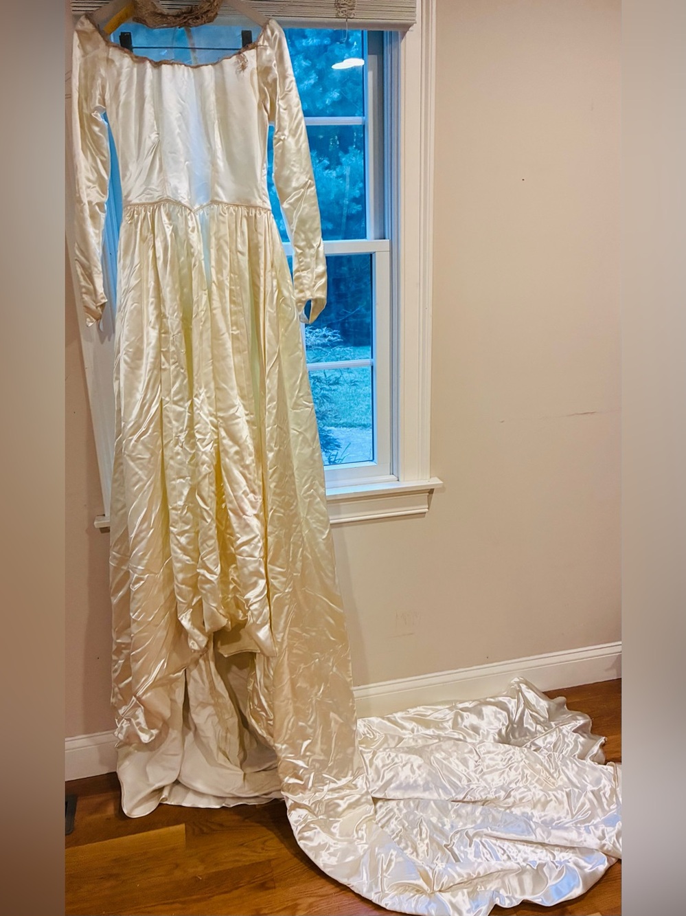 Vintage Ivory & Satin Wedding Dress by Miss Emily Original
